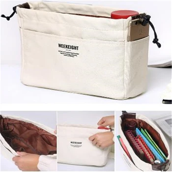 

2018 Insert Multi-functional Travel Cosmetic Bag Felt Makeup Bag Organizer Canvas Bag Pouch Organizer Toiletry Storage Bags