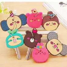 Милый чехол для ключей с мультяшным рисунком, силиконовый защитный чехол для ключей, креативный кулон с кольцом
