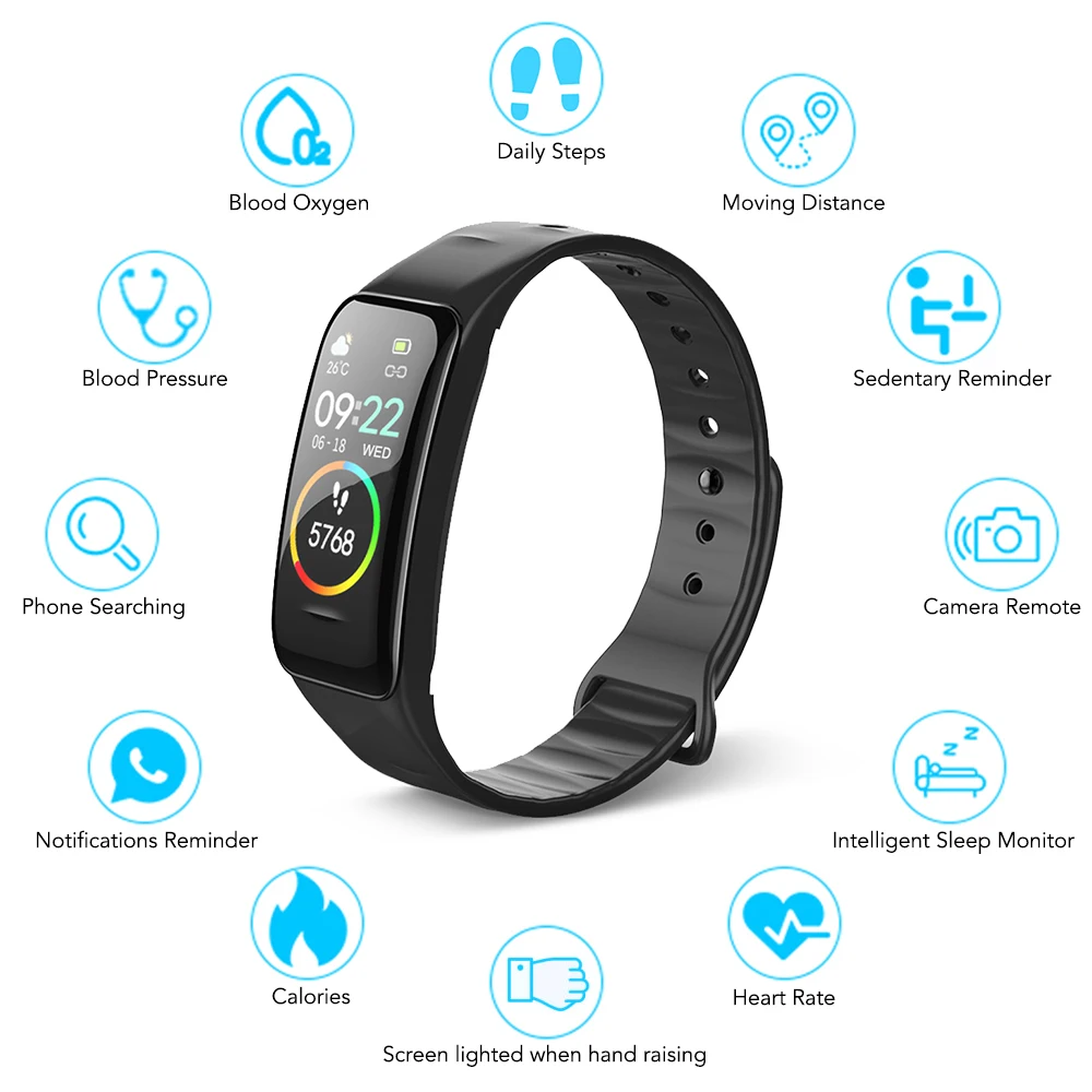 IP67 умный Браслет фитнес-трекер SmartBand пульсометр кровяное давление кислород измерение сна и калорий мониторинг