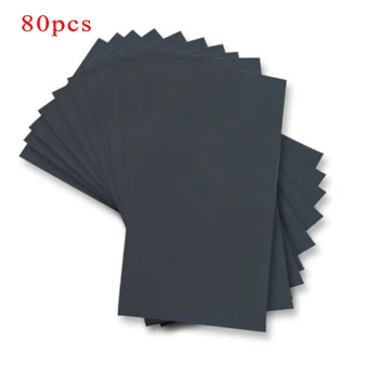 

80pcs Car Sandpaper Wet Or Dry 9 X 3.6 Inch 320/400/600/800/1000/1200/1500/2000 Grit Black Silicon Carbide