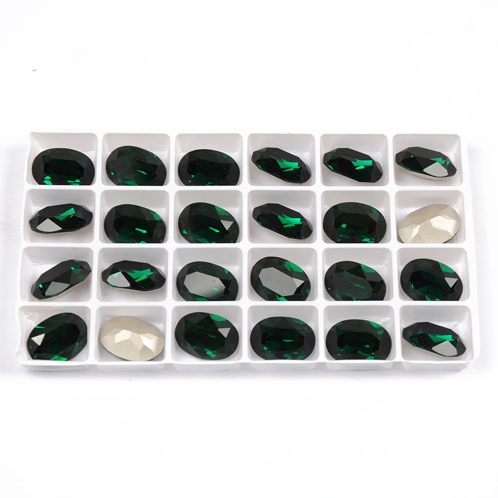 YANRUO 4120 Oval Emerald Green Sewing Rhinestones On Clothes With Claws Stones Crystals Strass Rhinestones For Fabric