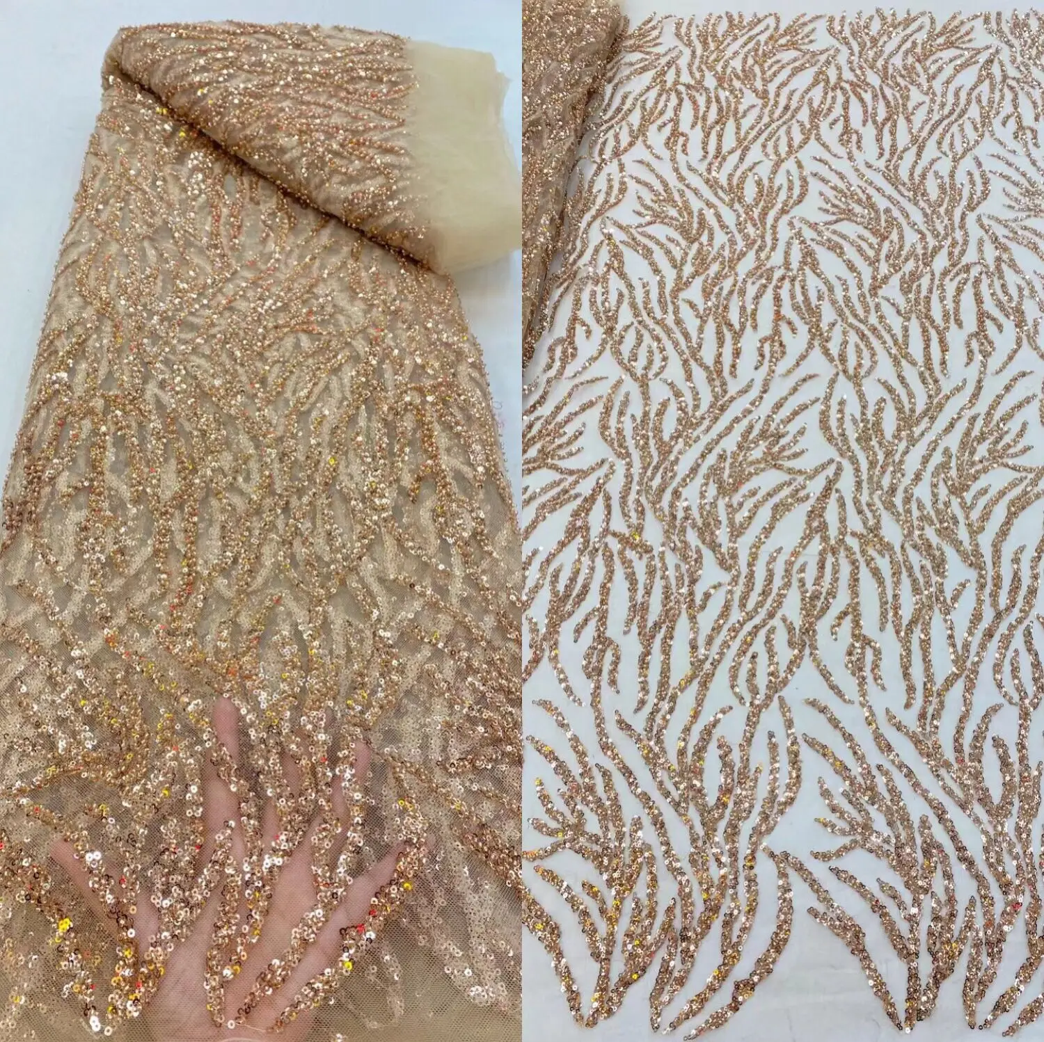 

Newest African Tulle Lace Fabrics With beads and sequins J-528887 Embroidery Lace African French Lace High Quality Wedding