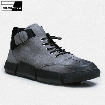 

Spring Mens Elastic Band Low Help Casual Genuine Leather Shoes British Round Toe Fashion Male Platform Shoes Sneakers Footwear