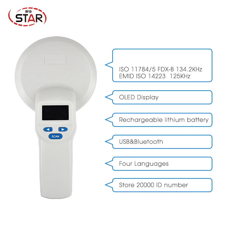ISO FDX-B 134,2 кГц Pet RFID считыватель чипов OLED дисплей портативный сканер микрочипов метка радиочастотной идентификации для животных считыватель сканер чипов у собак
