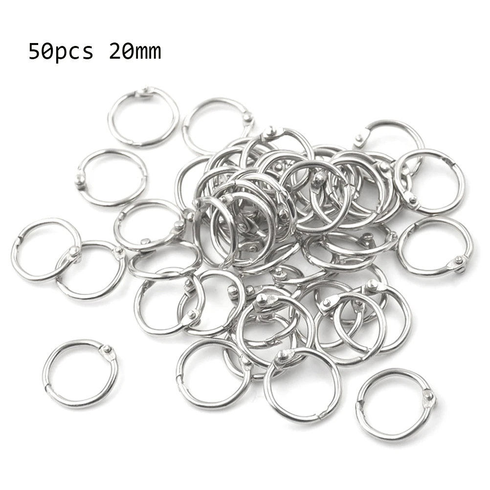 50pcs Metal Ring Binder Staple Book Binder Albums Looseleaf Book Hoops