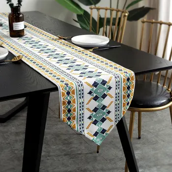 

Bohemian Style Table Runner Home Decorative Unique Geometric Pattern Table Cover Runners Cotton Linen Table Runner Good Quality