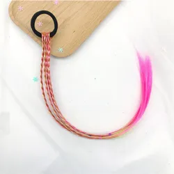 Vibrant Rainbow Elastic Hair Bands for Girls - Colorful Ponytail and Braid Accessory (Rose Red)