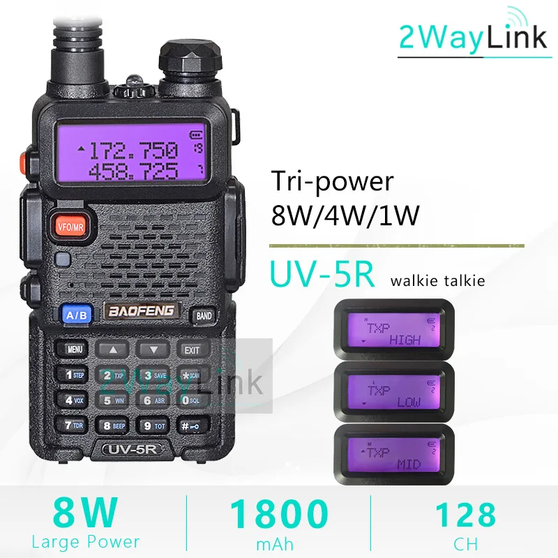 Обновление 8 Вт UV-5R 8 Вт иди и болтай Walkie Talkie “иди и 10 км uv5r рация для охоты Ham радио 10 км Baofeng UV-9R UV-82 UV-8HX UV-XR uv 5r - Цвет: 8W