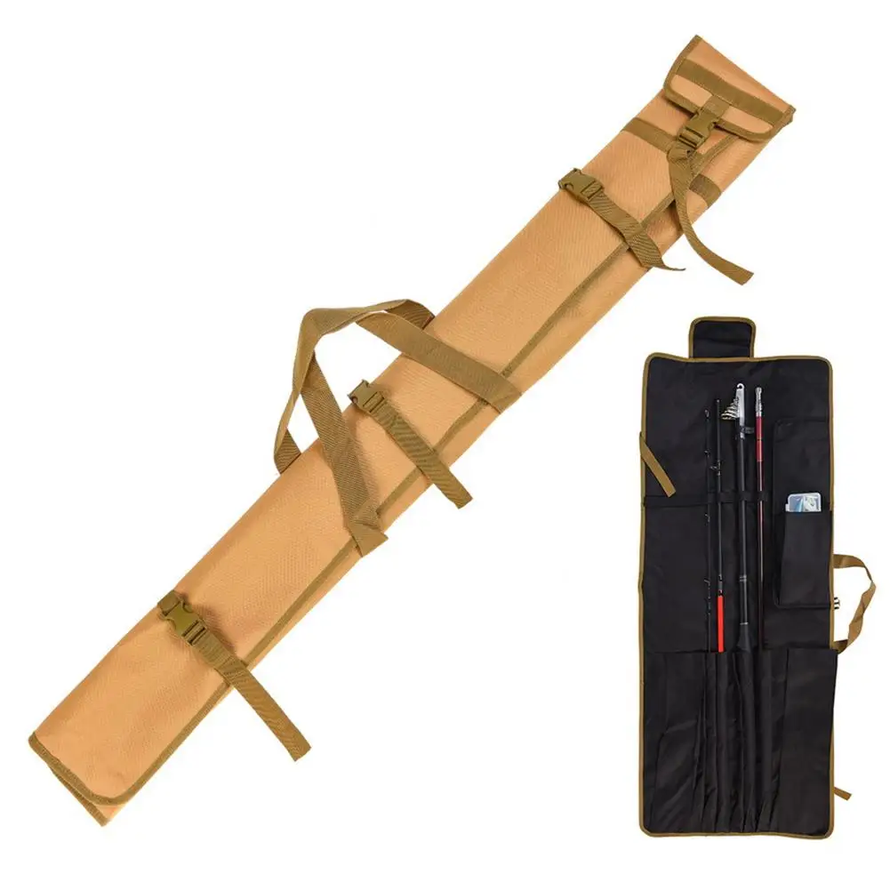 

Foldable Fishing Rod Bag Thickened Fishing Storage Pouch Adjustable Strap Fishing Rod Organizer Independent Compartment Design