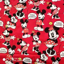 50X140 см Think Микки Минни красная хлопковая ткань для девочек комплект постельного белья Hometextile Лоскутная наволочка пэчворк DIY-BK574