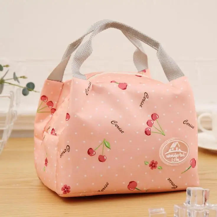 Портативный сумки для ланча Термальность изолированный снэк-коробка для обеда, для переноски сумка путешествия пикника Еда сумка для хранения для девочек Для женщин Для мужчин - Цвет: Pink cherry