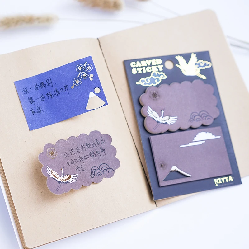 Crane carved notepad planner stickers page tabs memo pads page markers sticky notes office decoration school supplies 20 sheets