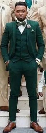 Повседневные зеленые мужские костюмы Trajes de hombre, Свадебные смокинги для жениха, мужские костюмы из 3 предметов, костюм жениха, мужской пиджак для костюма - Цвет: as picture