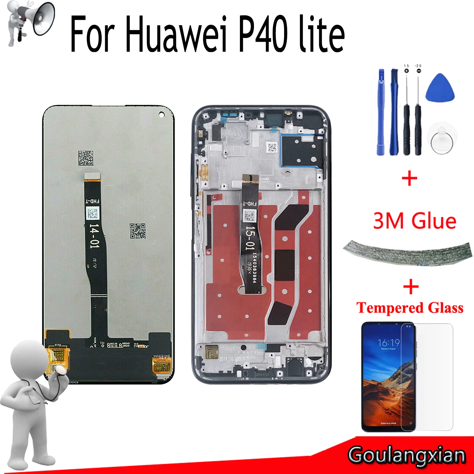 

ЖК-дисплей для Huawei P40 lite с сенсорным экраном 6,4 дюйма, дигитайзер в сборе для Huawei Nova 6 SE, замена дисплея, оригинал
