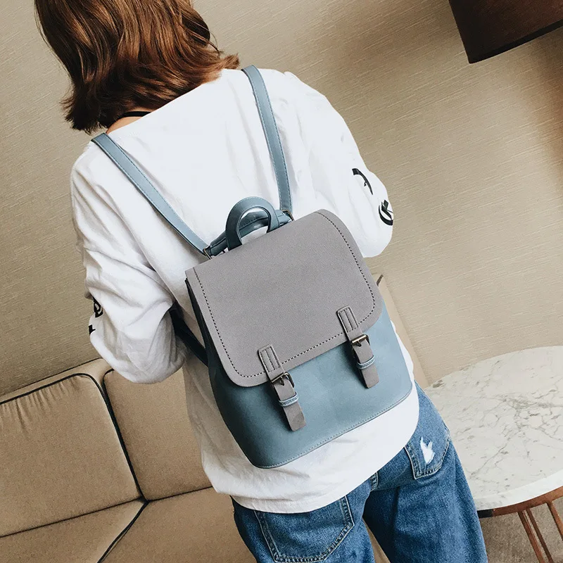US $25.77 2020 New Women Backpack Contrast Color Fashion Shoulder Sac Female School Bags Large Capacity Pu Leather Backpacks Travel Bag