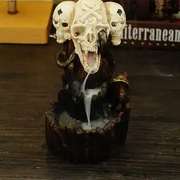 

Skull Backflow Incense Burners Ceramic Sticks Cones Holder Home Office Air Freshener Waterfall of Smoke sani Aromatic Candles