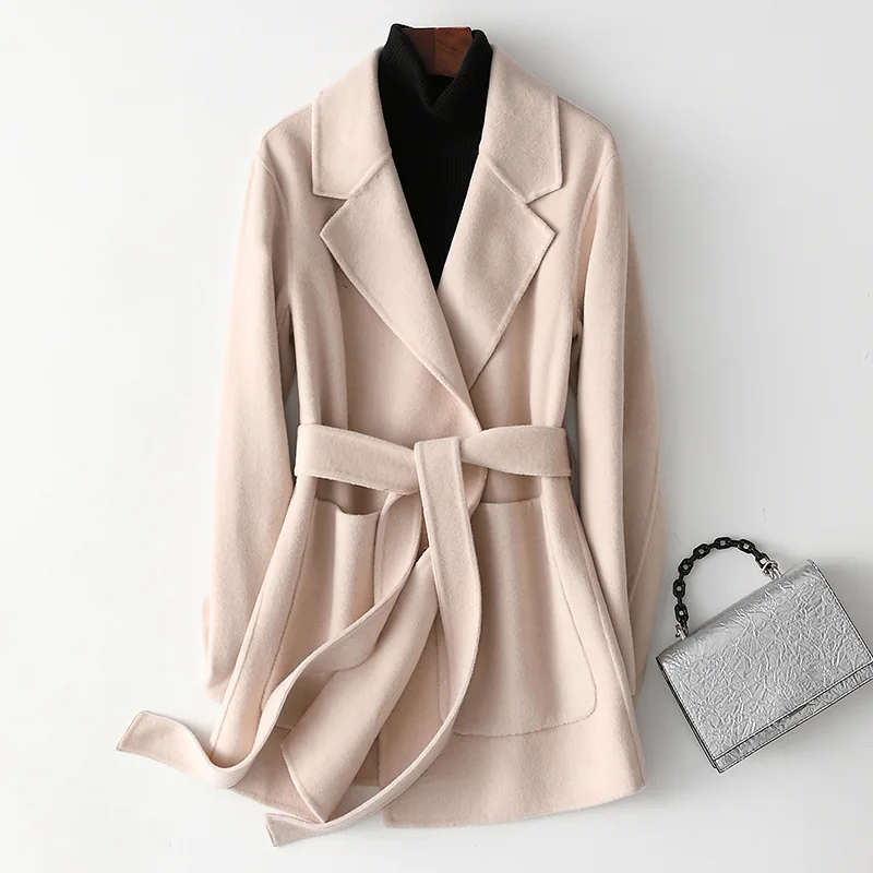 

2020 Minimalist Style 100% Wool Double-sided Overcoat Women Cocoon Suit Woolen Coat Korean Woolen Jacket Coat Casaco Feminino