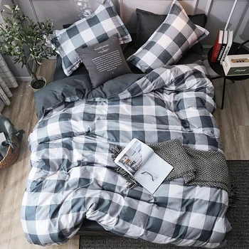 

3pcs/set Nordic Casual Bed Linen Set Lattice Pattern Bedclothes Quilt Duvet Cover Pillowcase Sheet Guest Room Adults Bedding Set