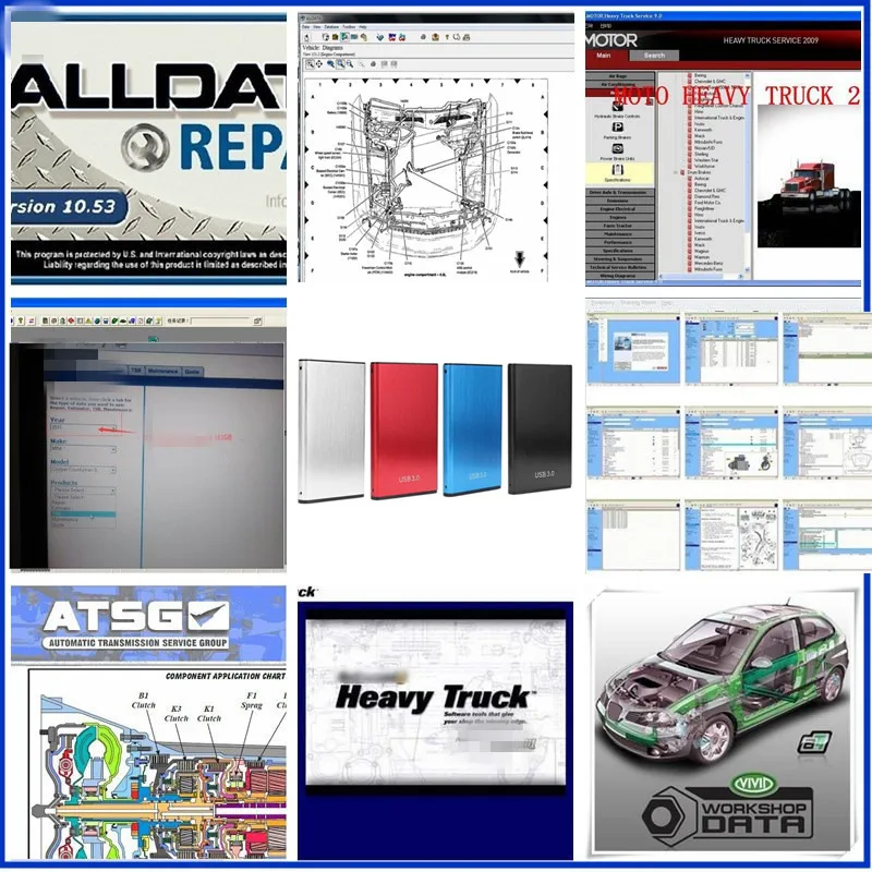 

2021 auto repair software all data mi..ll 2015 alldata 10.53 vivid workshop 10.2+ atsg +moto heavy truck 49 in 1TB HDD USB3.0