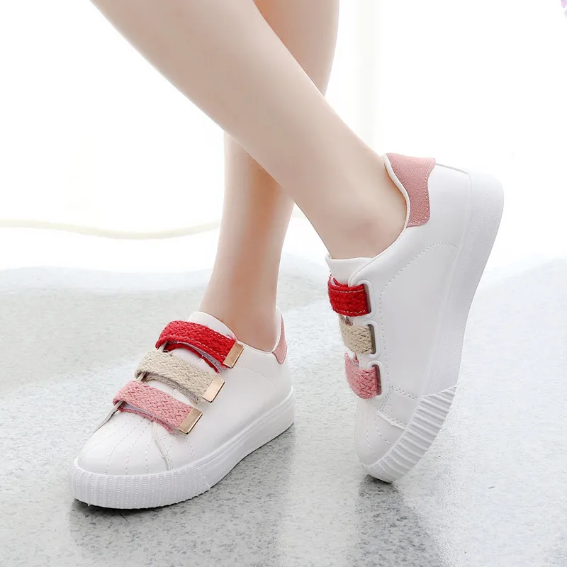 

2018 Spring And Autumn Velcro Pedal Loafers Casual Sports Korean-style New Products Flat Heel Light White Shoes Student Small Wh