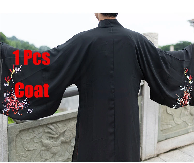 Пары Hanfu Китайская древняя традиционная одежда для женщин и мужчин династии Тан народный танцевальный костюм праздничный наряд черный Caot DN4903 - Цвет: Coat