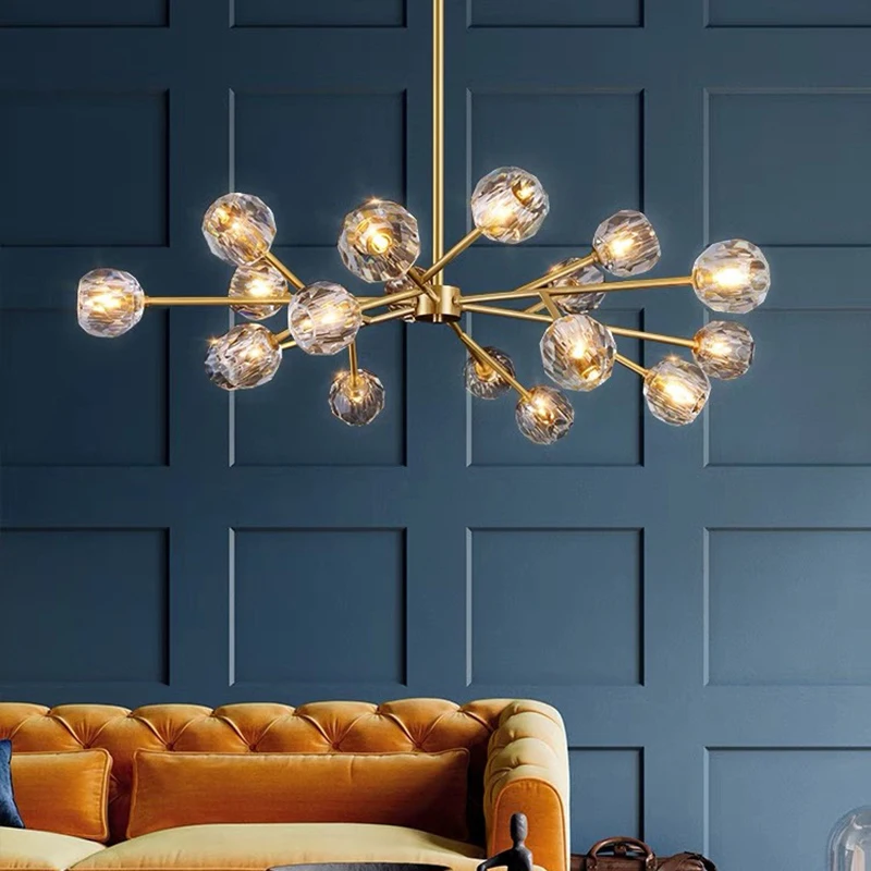 

Post Modern Crystal Chandelier Lighting for Living Room Dining Room Restaurant Home Nordic Metal Hanging Lamp LED G9 Lighting