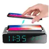 Electric LED alarm clock with phone wireless charger Desktop digital thermometer clock HD mirror clock with date 12/24 h switch 1