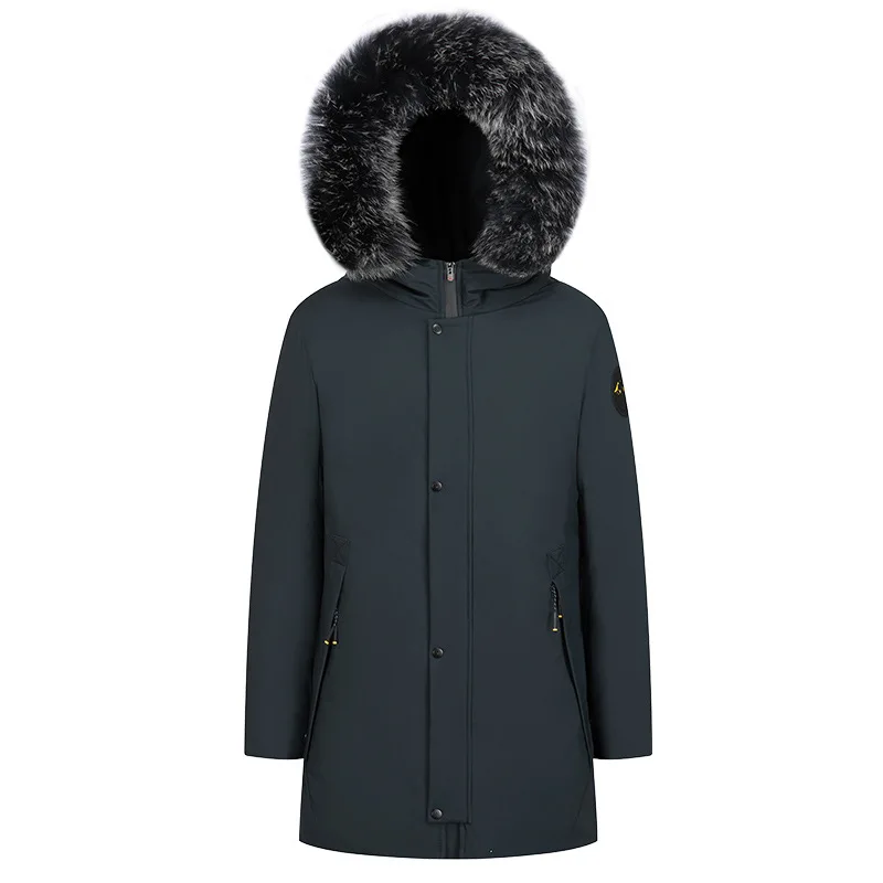 New Casual Long Real Big Fur Collar Mens Winter Down Jackets