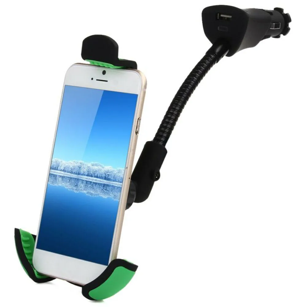 2 в 1 USB Автомобильное зарядное устройство держатель для телефона Подставка для samsung gps IPhone поворотный высококачественный материал прочный и практичный