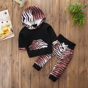 

Baby Girl Clothes Set 2020 Girls Long Sleeve Hooded Leopard Shirts with Leopard Straight Long Pants Trousers Two-piece Suit