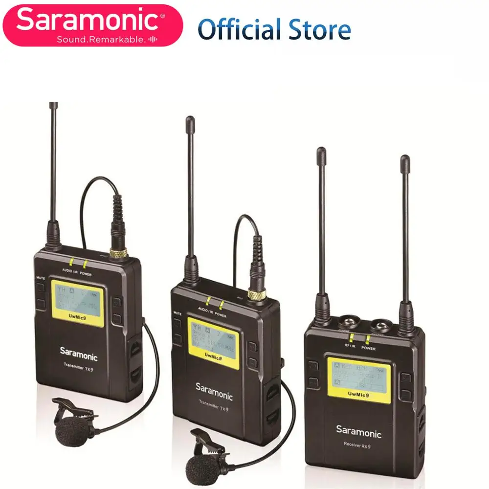 Tanie Saramonic UWMIC9 UHF transmisji wideo wywiad krawatowy bezprzewodowy system mikrofonowy dla aparat canon nikon dslr kamery Sony
