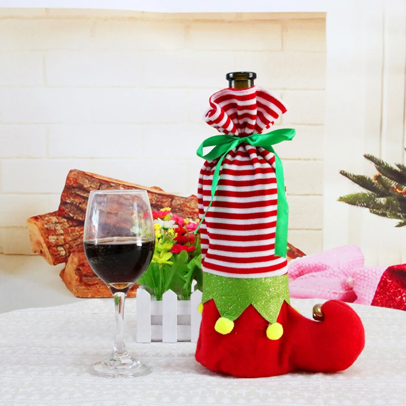 2020 рождественские Чехлы для бутылок красного вина сумка Санта Клаус Снеговик
