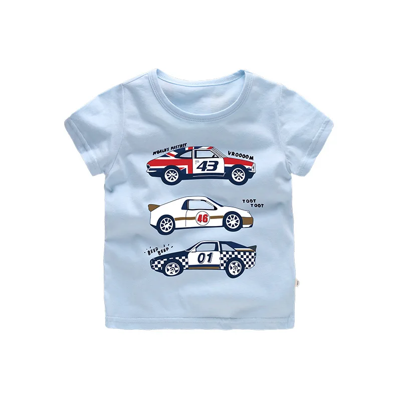 Г. Новая стильная детская одежда футболка с короткими рукавами для мальчиков и девочек повседневные топы, модная спортивная футболка с мультяшным автомобилем для мальчиков - Цвет: blue2