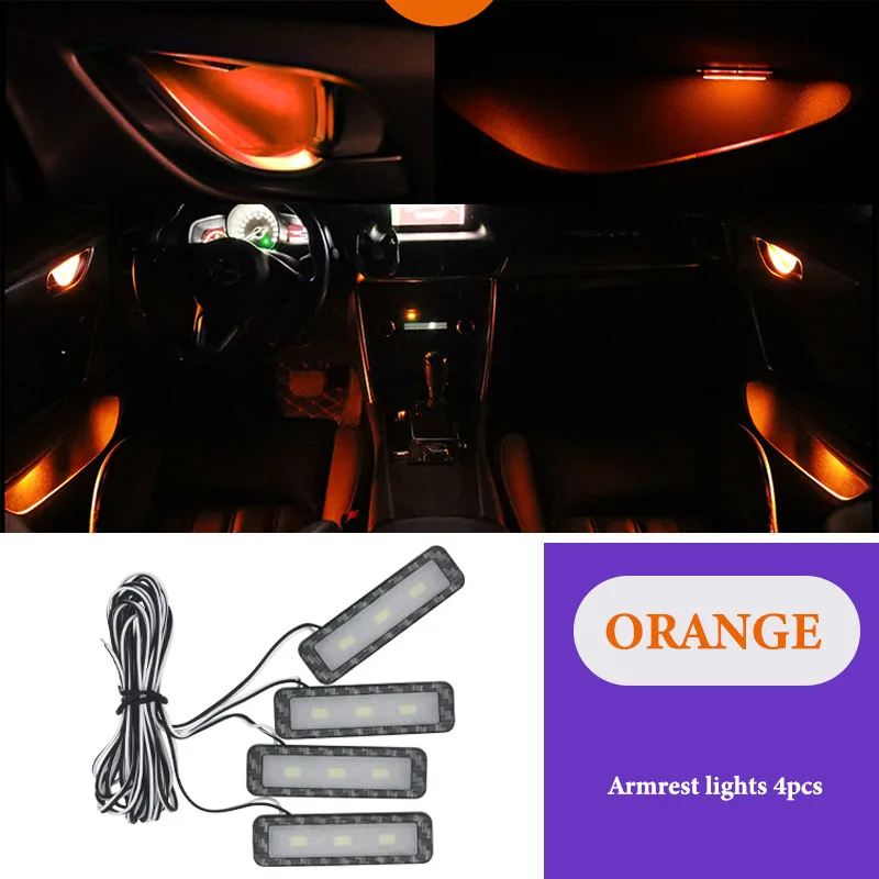 Orange Style C 4 шт. светодиодный окружающей среды Светильник Автомобиля внутренняя чаша светильник межкомнатных дверей подлокотник светильник s дверные ручки светильник s поручень светильник s декоративная лампа автомобильный светильник - Испускаемый цвет: Orange Style C