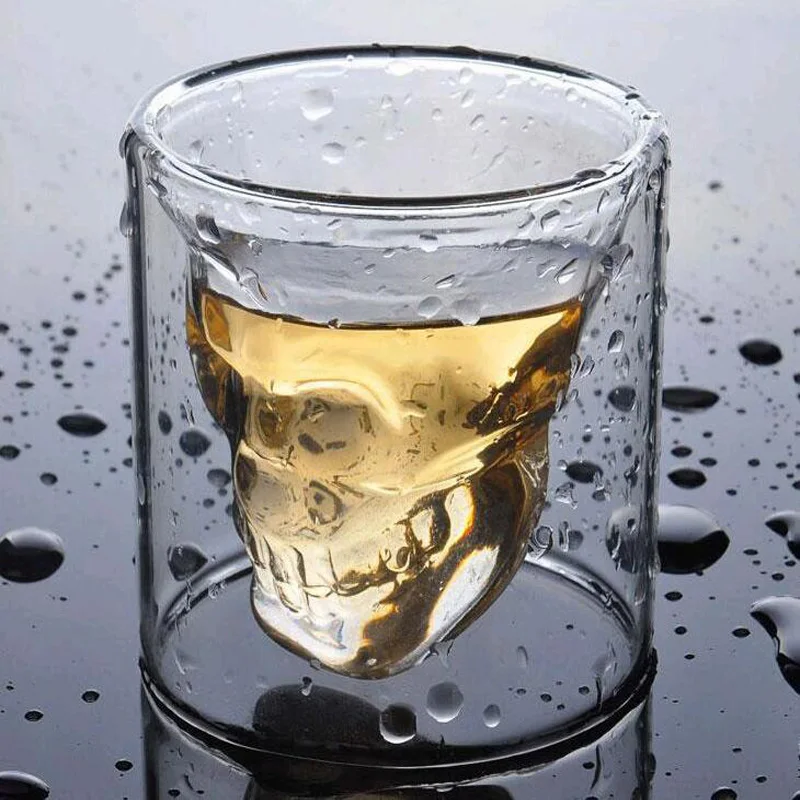 

Coffee Mug Double-layered Transparent Crystal Skull Head Glass Cup For Household Whiskey Wine Vodka Bar Club Beer Wine Glass