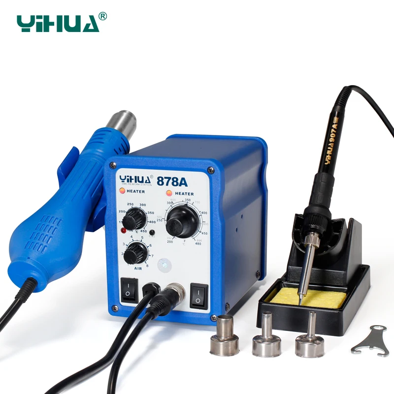 

700W Soldering Stations Portable Handheld Temperature Controlled Air Soldering Station Welding Tool YIHUA 878A