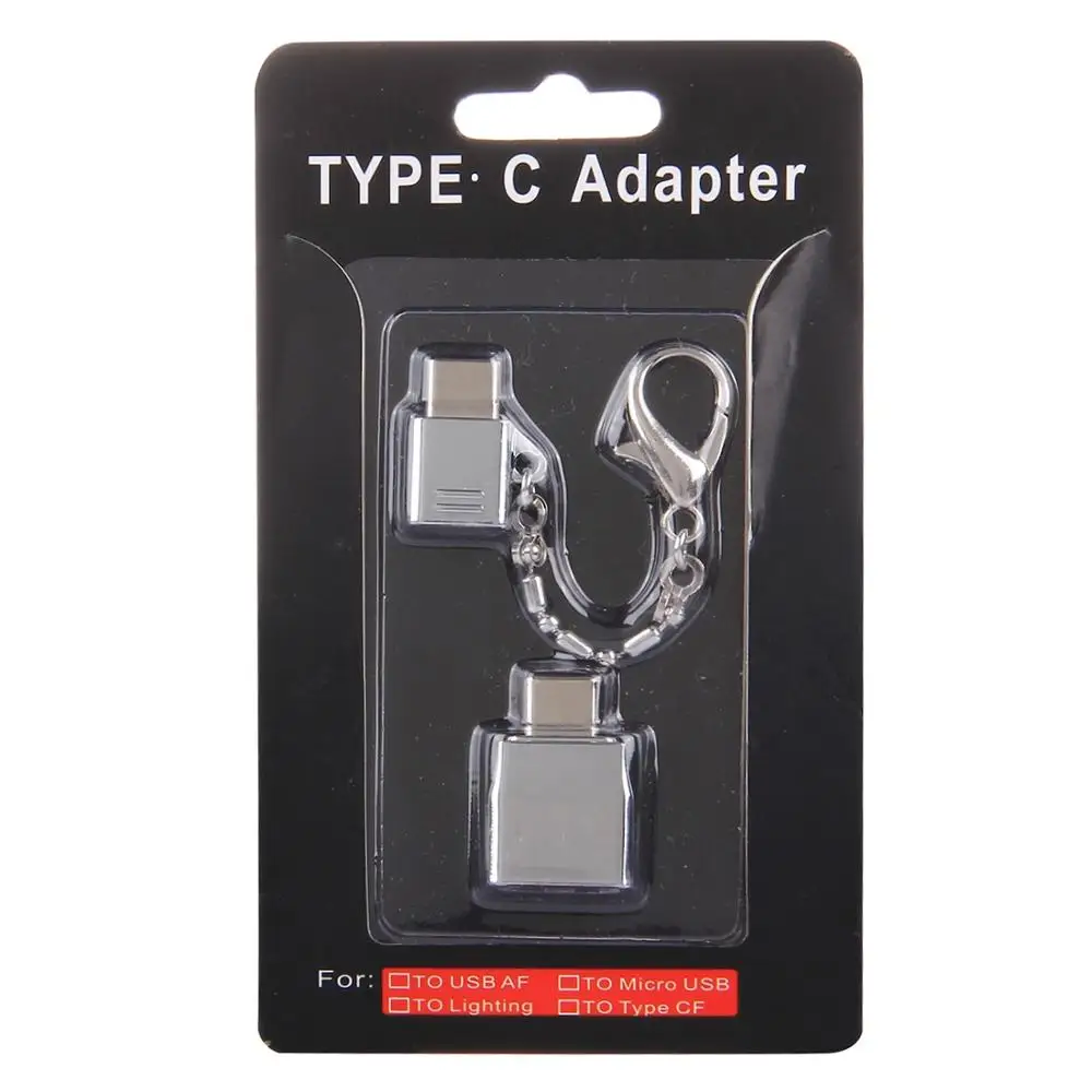 Micro USB мама к USB-C/type-C Папа+ USB 2,0 мама к USB-C/type-C папа металлический адаптер - Цвет: Серебристый