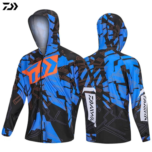 Рубашка Daiwa для спорта на открытом воздухе, одежда для рыбалки, мужские рубашки для рыбалки с длинным рукавом, дышащее быстросохнущее пальто с капюшоном, одежда для рыбалки - Цвет: 01