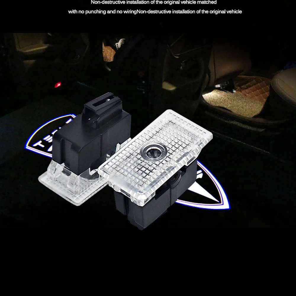 

2pcs LED Courtesy Light for Tesla Logo Tesla MODEL S MODEL X MODEL 3 Car Styling Welcome Car Door Light Door Puddle Lamp