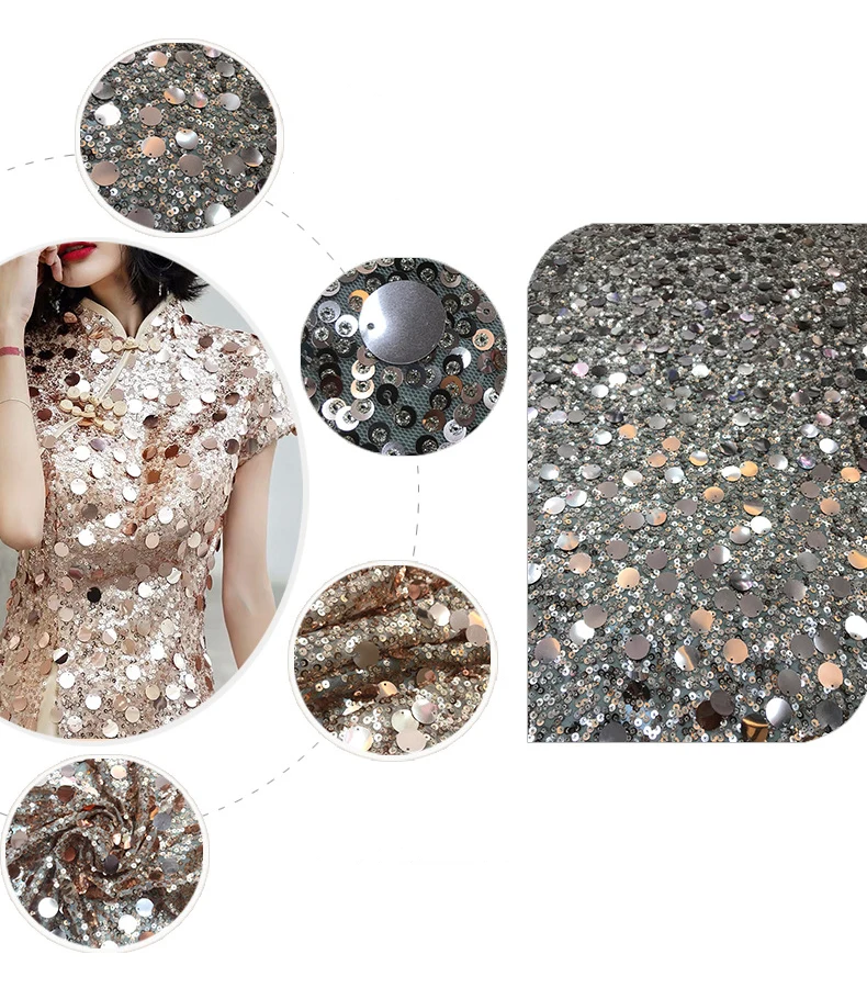 Sequin Micro Teardrop Dangle Fabric For Dress Sold by the yard champagne Gold, Black, Purple, Silver Mesh Organza