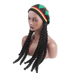 Novelty Wig Caps Costume Hippie Dreadlocks Rast Cap Reggae Jamaican Style Crocheted Knitted Beanies Beret Cap Long Hair Cap