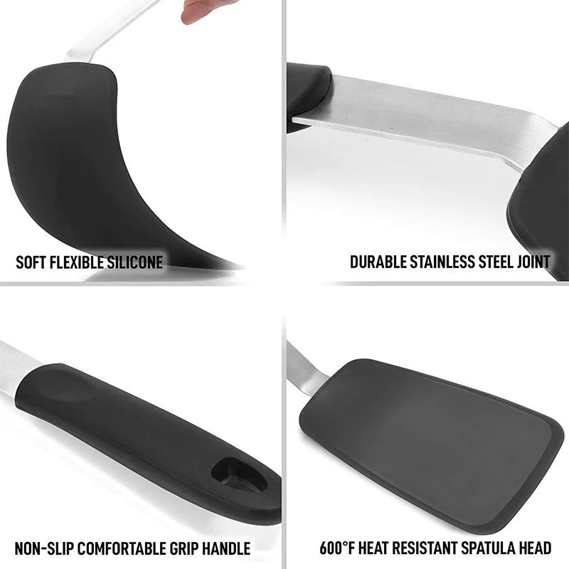 30cm Flexible Silicone Spatula Heat Resistant Turner Non-Stick Cooking Shovel Good Grip Steak Turner For Flipping Frying Pancake