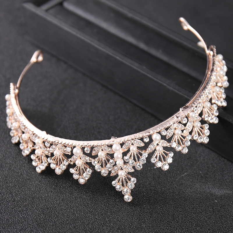 Corona Tiara Con Strass - Oro Rosa, Per Sposa, Principessa, Feste, Compleanni, Accessorio Capelli - Foto 4