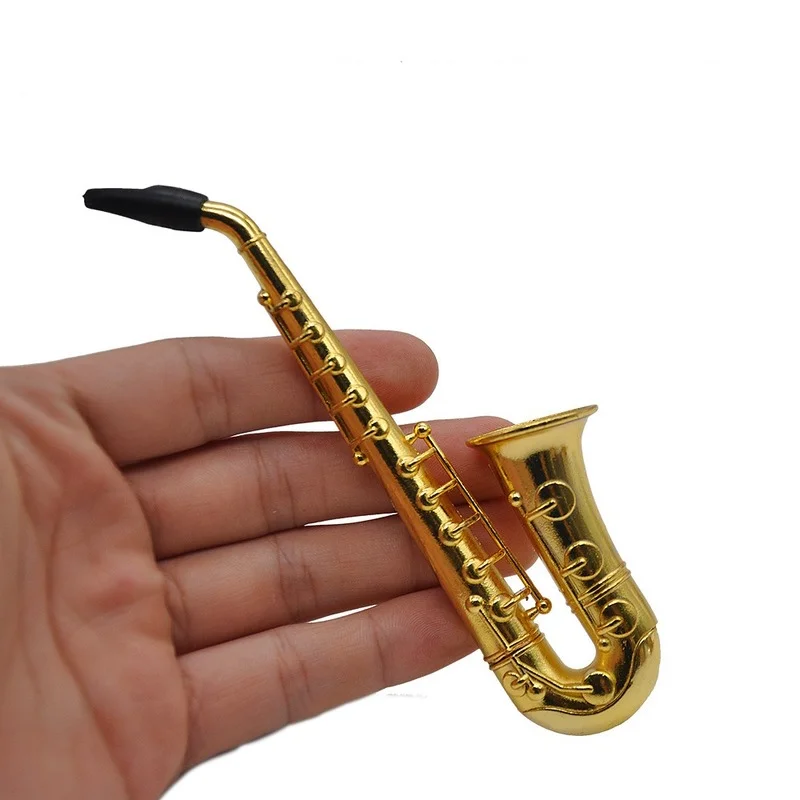 Unique Saxophone Shape Smoking Pipe Alloy High Quality Mini Portable
