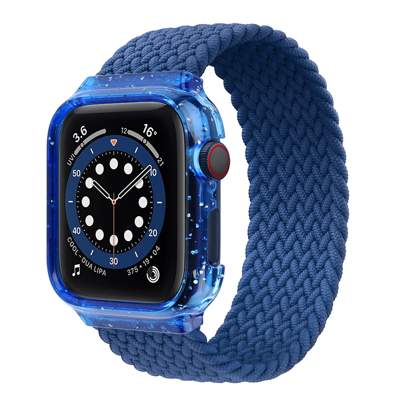 

Fabric Braided Solo Loop For Apple watch band 44mm 40mm iWatch band Case+Strap bracelet Apple watch series 4 5 se 6
