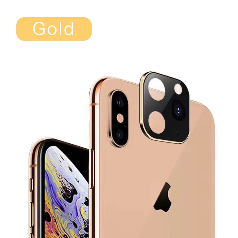 Luphie 3D Защита объектива камеры для iPhone Apple X XS MAX секунды стать 11Pro для iPhone 11 PRO MAX Модифицированная задняя крышка камеры - Цвет: Gold
