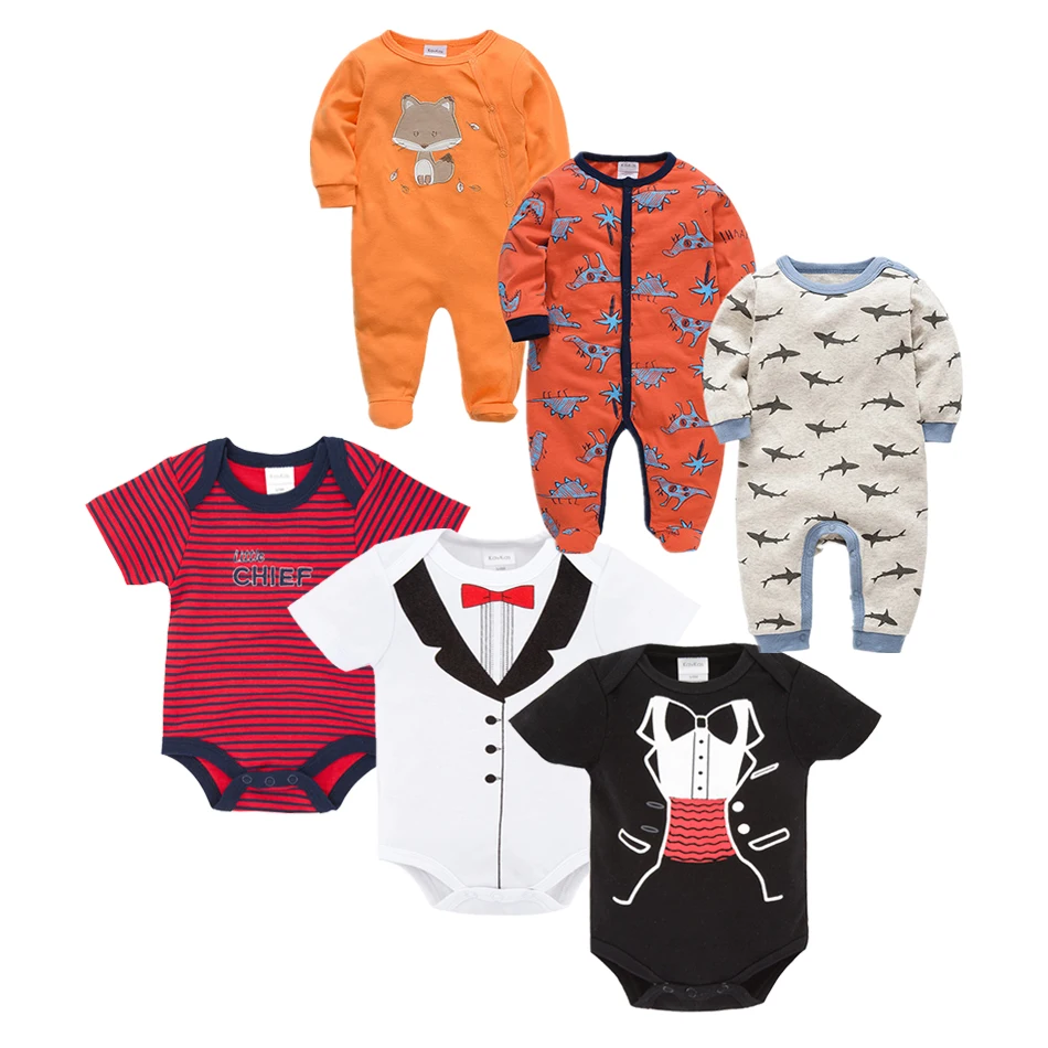 6 шт./упак. с героями мультфильмов, комплект для новорожденных мальчиков 0-12 месяцев, детские комбинезоны с длинными рукавами для маленьких мальчиков и девочек, одежда для новорожденных - Цвет: PHY2176