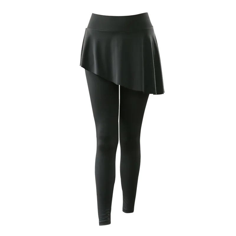 

2023 Elastic Yoga Pants Women With Skirt Fitness Leggings Workout Sports Running Leggings Girls Gym Wear Slim Pants