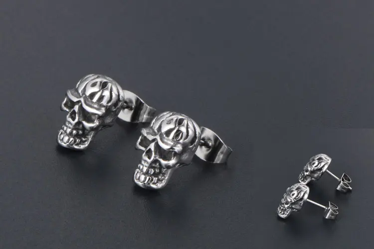 钛钢个性骷髅耳钉 非主流潮款男士耳饰 (2)