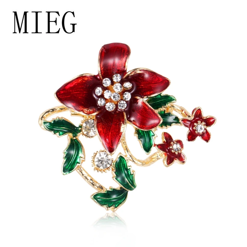 

MIEG Brand Red Enamel Beautiful Trumpet Flower Brooch Pin Jewelry